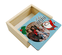 Scatola portaoggetti in legno con grafica Vischio Natalizio e foto