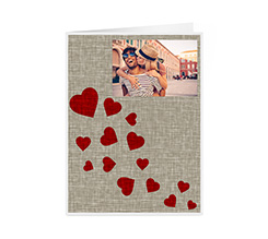 Biglietto auguri a 2 ante con foto e grafica a cuori