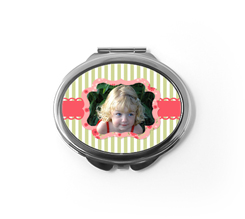 Specchietto ovale da borsetta Shabby rosa