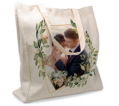 Shopper in Juta Large per Matrimonio grafica Riquadro con Foto