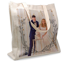 Shopper in Juta Large per Matrimonio grafica Foto con Rami