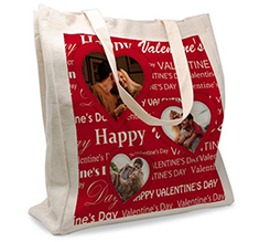 Shopper in Juta Large per San Valentino con foto e grafica Cuori Rossi