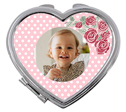 Specchietto a cuore da borsetta Rose con pois