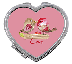 Specchietto a cuore da borsetta Birds in love