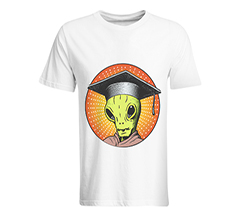 T-shirt uomo in cotone con stampa alieno per laurea