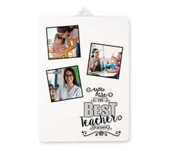 Pannello in legno verticale con foto e grafica Best Teacher