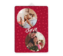 Pannello in legno con foto e grafica love per San Valentino