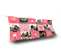striscione matrimonio personalizzato con collage di foto e simboli per matrimonio