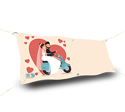 striscione matrimonio medio con scooter
