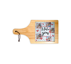 Tagliere in legno I love you collage