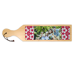 Tagliere Rettangolare in legno e vetro fiori rossi e bianchi