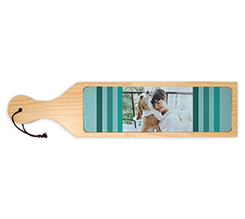 Tagliere Rettangolare in legno e vetro fasce azzurre