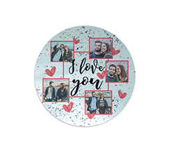 Tagliere rotondo I love you collage