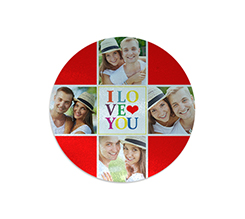 Tagliere rotondo in vetro 4 love