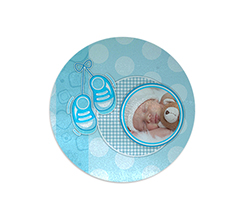 Tagliere rotondo in vetro scarpette azzurre