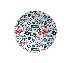 Tagliere rotondo in vetro Love in caos