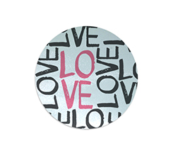 Tagliere rotondo in vetro Love words