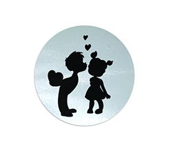 Tagliere rotondo in vetro Lui e lei