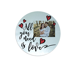 Tagliere rotondo in vetro Need love