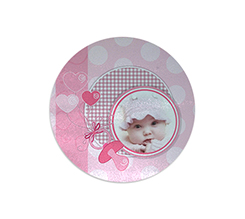 Tagliere rotondo in vetro Pink baby