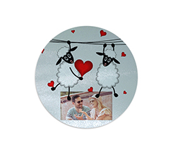 Tagliere rotondo in vetro Sweet sheeps