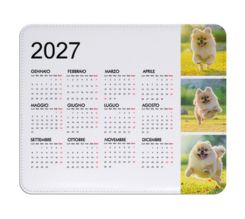 tappetino mouse in pelle calendario con tre riquadri