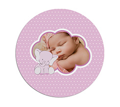 Tappetino mouse tondo Elefantino rosa