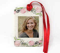 targhetta in feltro da usare come segnaposto per matrimonio con foto e grafica