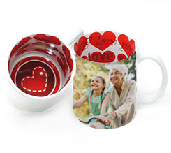 Tazza in ceramica con stampa cuori e foto dei nonni