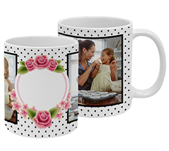Tazza Panoramica Rose con pois neri