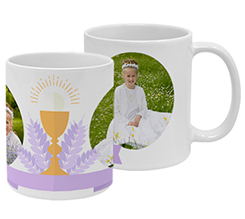 Tazza Prima Comunione con foto e grafica calice con spighe