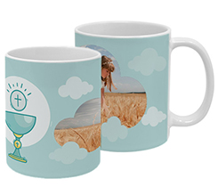 Tazza Prima Comunione con foto e grafica Calice e Nuvola