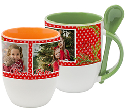 Tazza con Cucchiaino personalizzata con foto e grafica Bacche natalizie