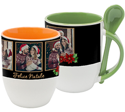 Tazza con Cucchiaino con foto e grafica Black Christmas