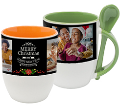 Tazza con Cucchiaino con foto e grafica Merry Christmas