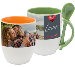 Tazza con cucchiaino personalizzata con grafica per S. Valentino