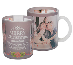 Tazza vetro personalizzata con foto  e grafica Merry Christmas