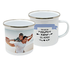 Tazza in metallo Smaltato con foto e grafica Miglior Papà
