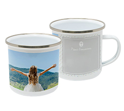 Tazza metallo smaltata con foto e grafica prima comunione