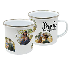 Tazza in metallo smaltato con grafica per la festa del papà
