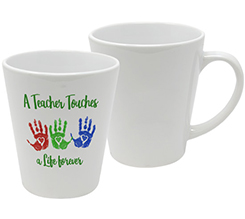 tazza da colazione regalo per maestra con grafica impronte