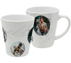 tazza da colazione da regalare per un matrimonio personalizzata con cerchi e rami