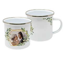 Tazza in metallo personalizzata con foto sposi