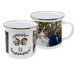 Tazza in metallo personalizzata con grafica per sposi