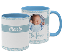 Tazza panoramica con foto e nome per battesimo