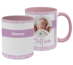Tazza con grafica per battesimo, con foto e nome