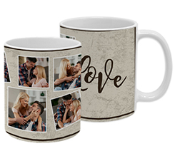 Grafica collage su tazza con foto