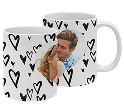 Tazza panoramica con foto e grafica cuori