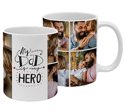 Tazza panoramica Dad is my hero con collage di immagini