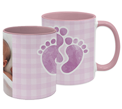 Tazza con impronte nel colore rosa per battesimo